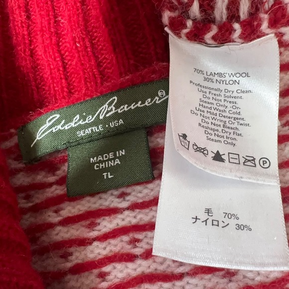 Sweater Large Tall Fair Isle Nordic Scandi Preppy Holiday Festive Apres Ski Zip - Picture 9 of 10